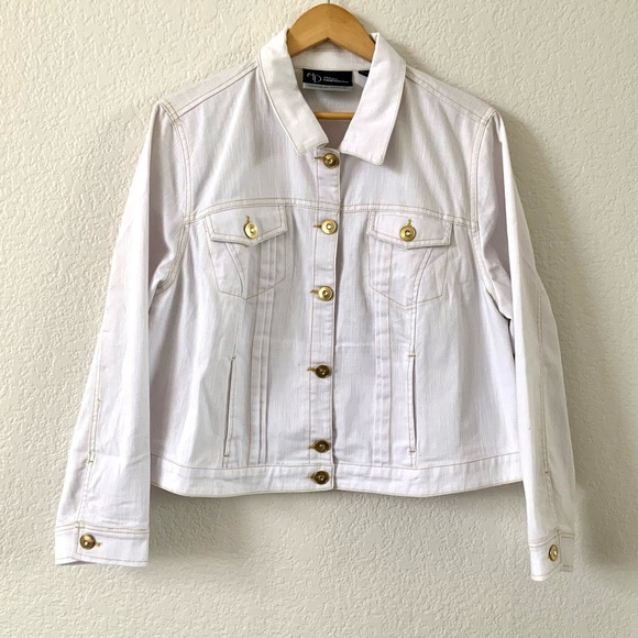Added Dimensions Exclusively for Catherine’s White Trucker Jacket, Sz 1X - Picture 1 of 8